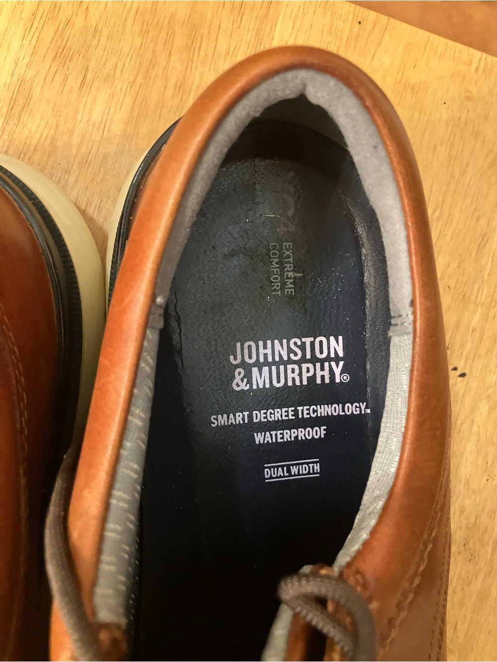 Men's Johnson & Murphy Casual Tan Leather Oxford Derby Shoes - Lace-Up Size 9M - Picture 6 of 9